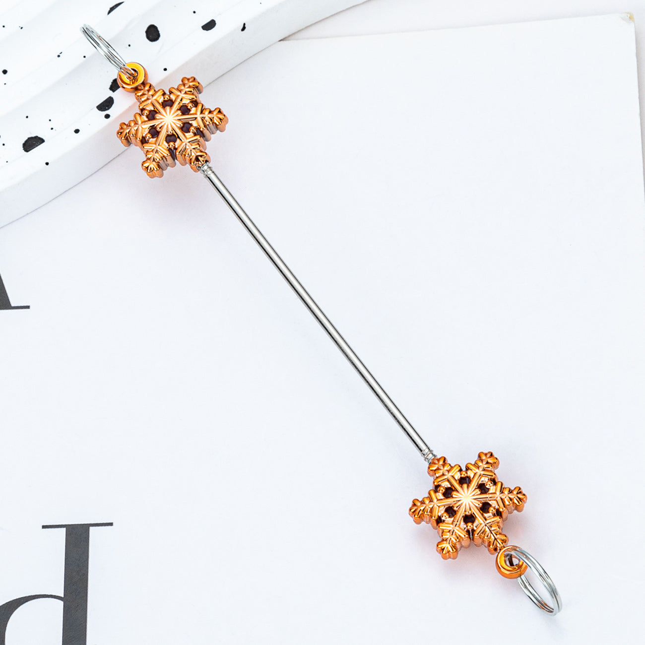 Wholesale DIY Christmas snowflake beaded keychain rod creative beaded keychain